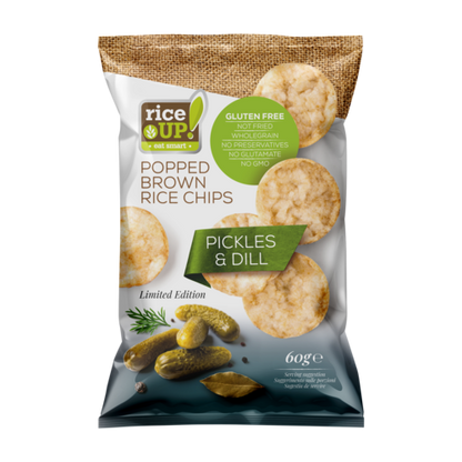 Chips | Brown Rice Chips – Pickles &amp;amp; Dill – Limited Edition - Gluten Free, Not Fried &amp;amp; Whole Grain - Riceup – 60gm