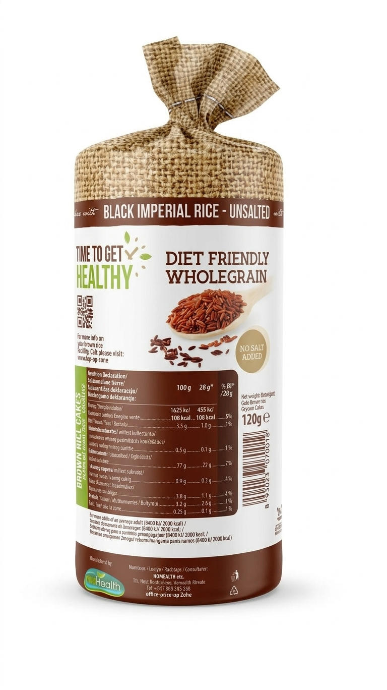 Rice Cakes | Brown Rice Cakes -Black Imperial Rice (Unsalted)- Diet Friendly Wholegrain - Not Fried - Vegan, Gluten Free, No Preservatives &amp; No GMO - RiceUp – 120gm