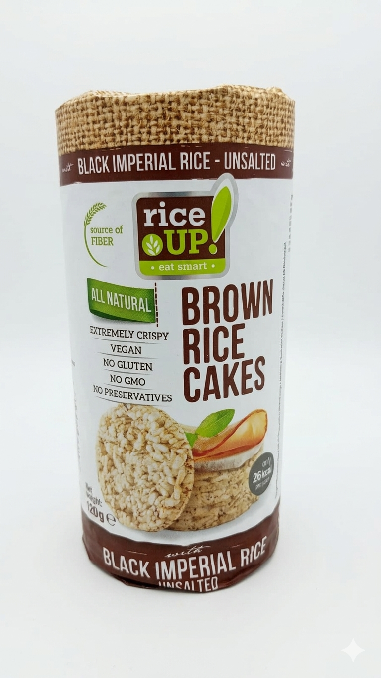 Rice Cakes | Brown Rice Cakes -Black Imperial Rice (Unsalted)- Diet Friendly Wholegrain - Not Fried - Vegan, Gluten Free, No Preservatives &amp; No GMO - RiceUp – 120gm