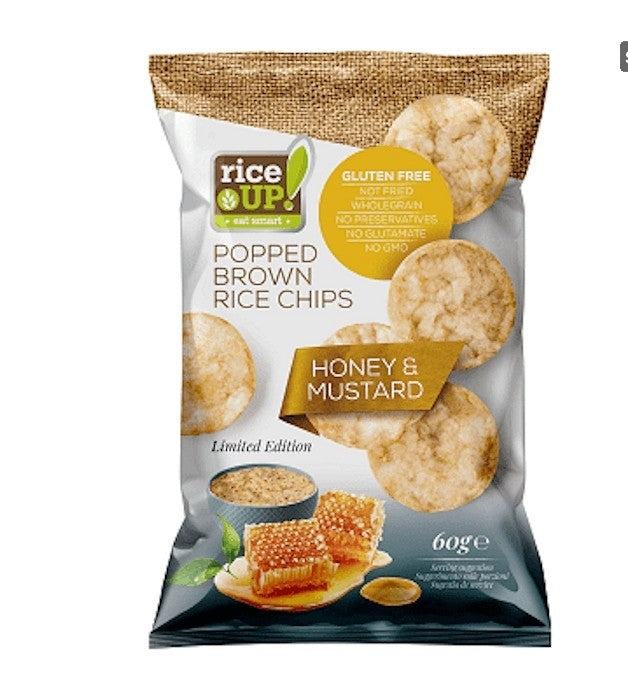 Chips | Brown Rice Chips With Honey &amp; Mustard - Limited Edition – Gluten Free, Not Fried &amp;amp; Whole Grain-No Preservatives, No Added MSG  – Riceup – 60gm