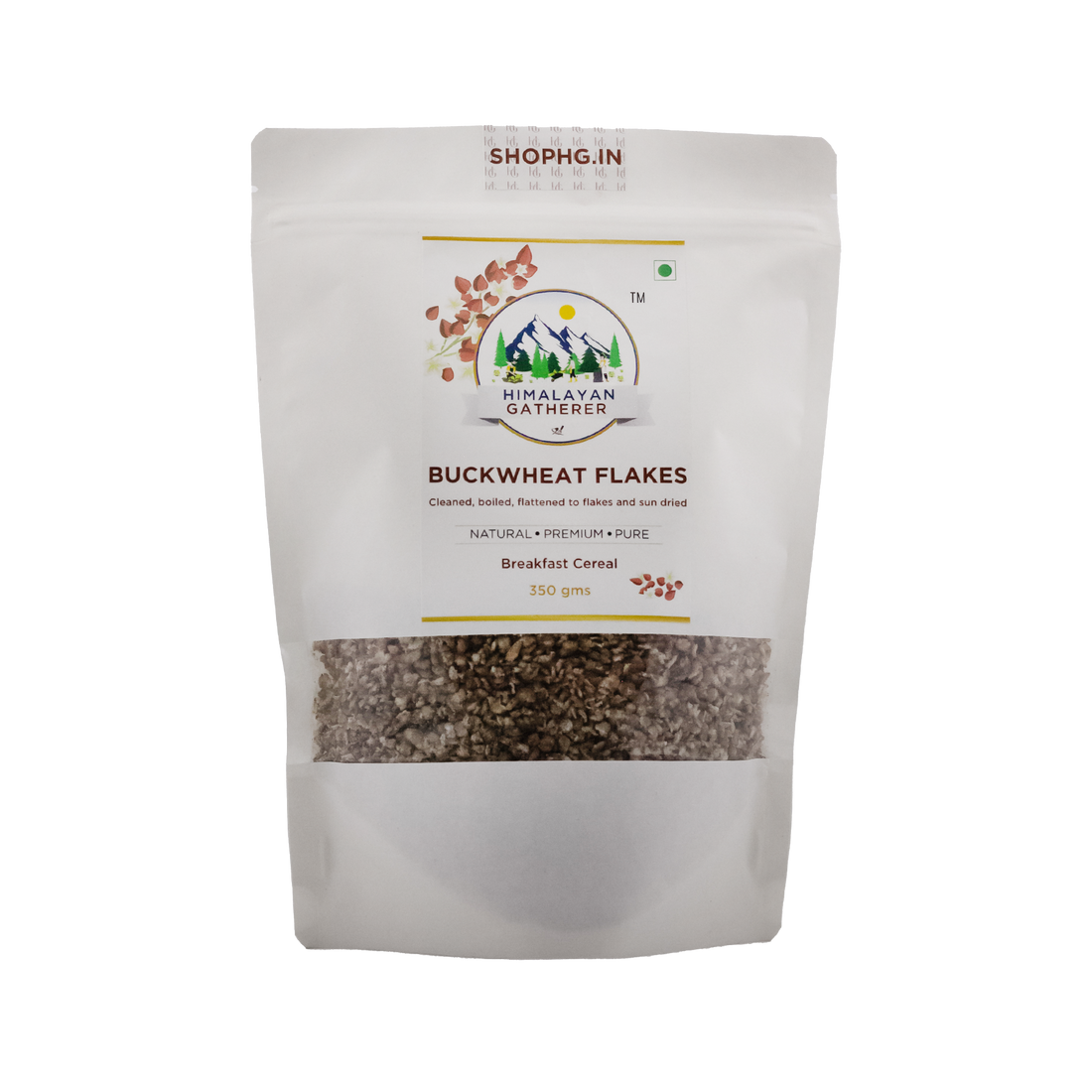 Buckwheat Flakes | Clean Boiled, Flattened To Flakes & Sun Dried - Natural - No Added Preservatives & No Added Colour - Himalayan Gatherer - 350gm