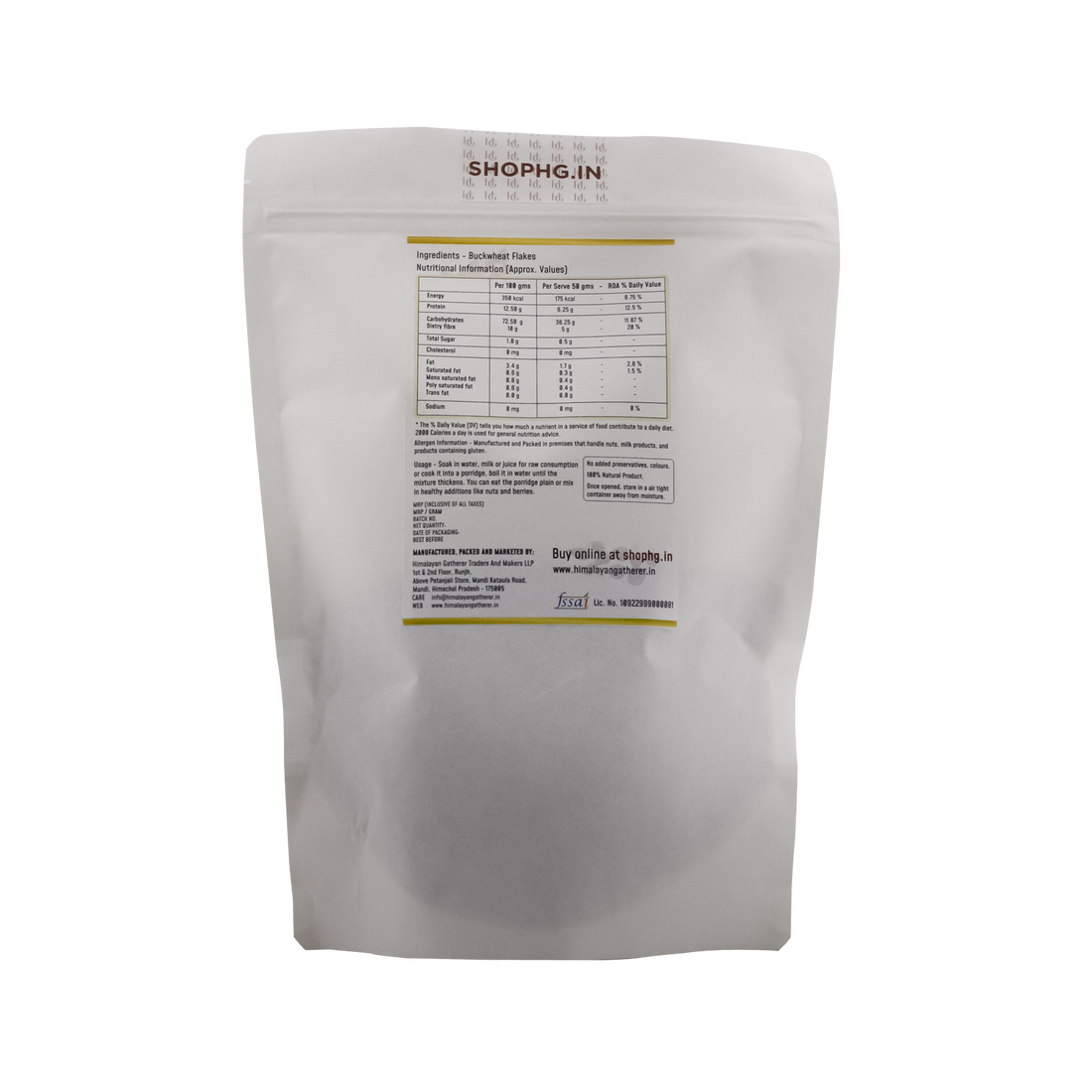 Buckwheat Flakes | Clean Boiled, Flattened To Flakes &amp; Sun Dried - Natural - No Added Preservatives &amp; No Added Colour - Himalayan Gatherer -  350gm
