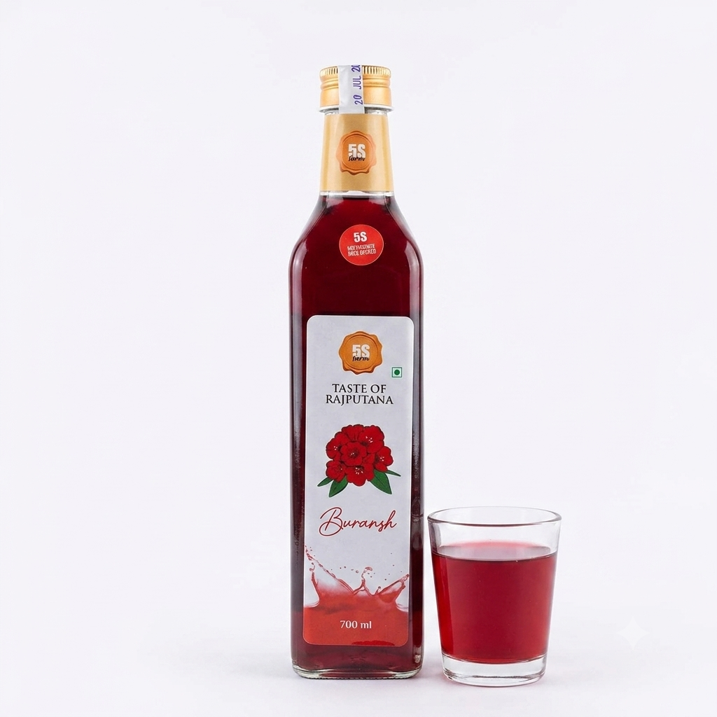 Sharbat | Buransh Sharbat - Taste of Rajputana - No Distillation &amp; Food Colour - 5S Farm – 700ml