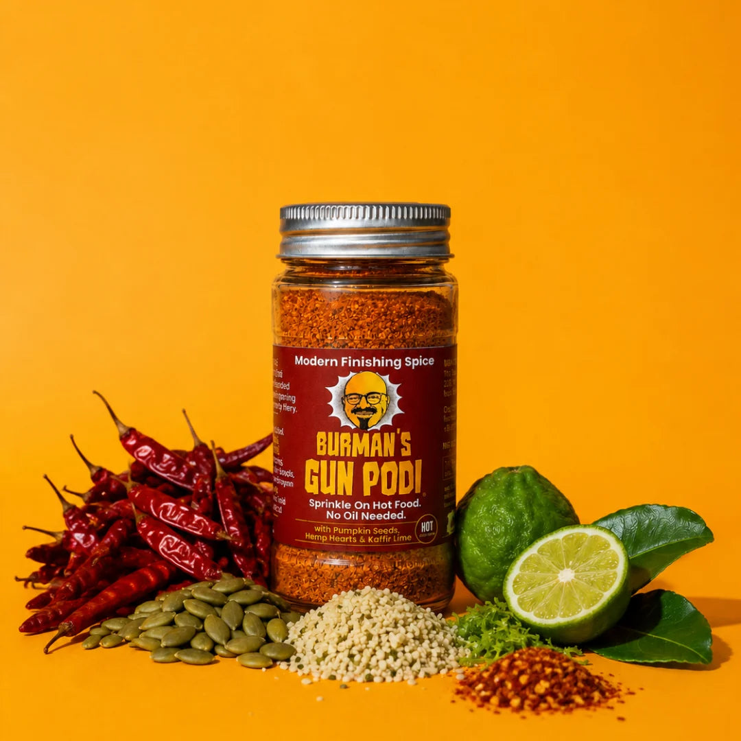 Seasoning | Hot with Pumpkin Seeds (Hemp Hearts & Kaffir Lime) - Gluten Free , Vegan-Natural Ingredients, No Onion -Gun Podi- 50gm