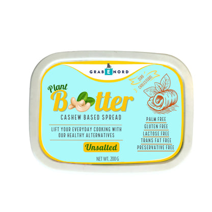 Butter | Cashew Based Spread (Unsalted) – Vegan, Gluten Free, Cruelty Free, Lactose Free, Cholesterol Free &amp;amp; Dairy Free – Grabenord – 200gm