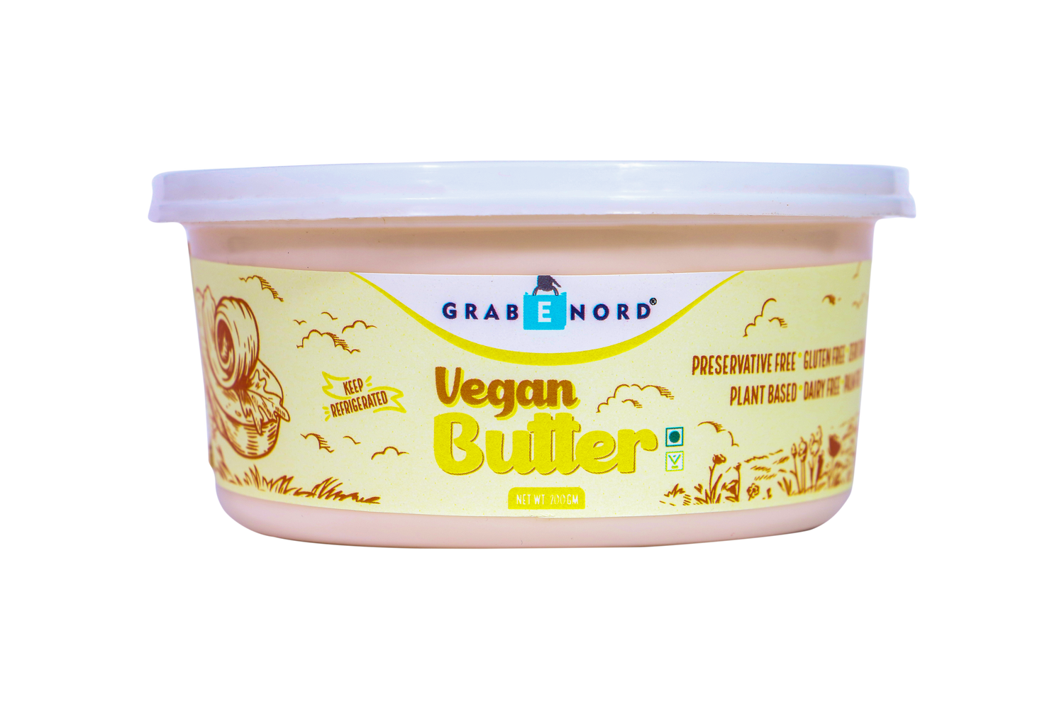 Butter | Salted (Made From Coconut Oil) - Vegan, Gluten Free, Dairy Free &amp;amp; Casein Free - Grabenord - 200gm