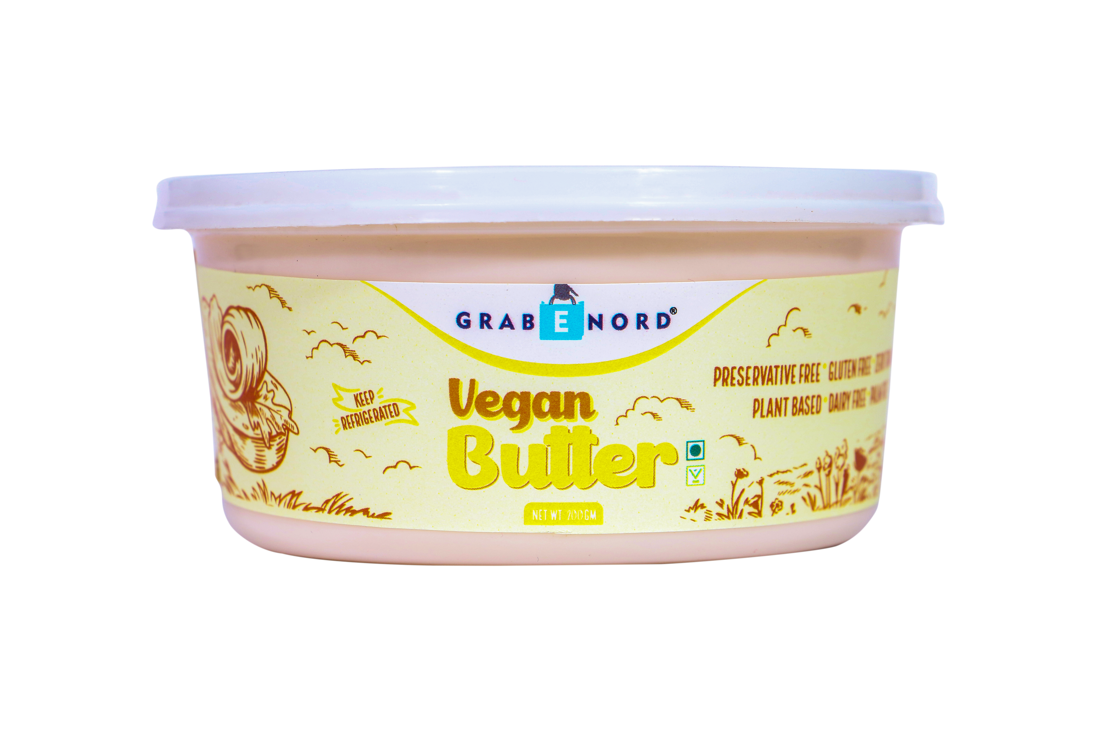 Butter | Salted (Made From Coconut Oil) - Vegan, Gluten Free, Dairy Free &amp;amp; Casein Free - Grabenord - 200gm