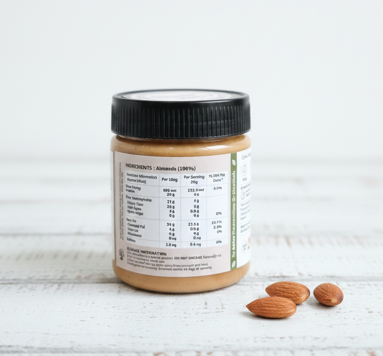 Butter| Almond Butter (Creamy)-Unsweetened - Gluten Free - Dairy Free, Soy Free Facilty - Jus’Amazin – 200gm