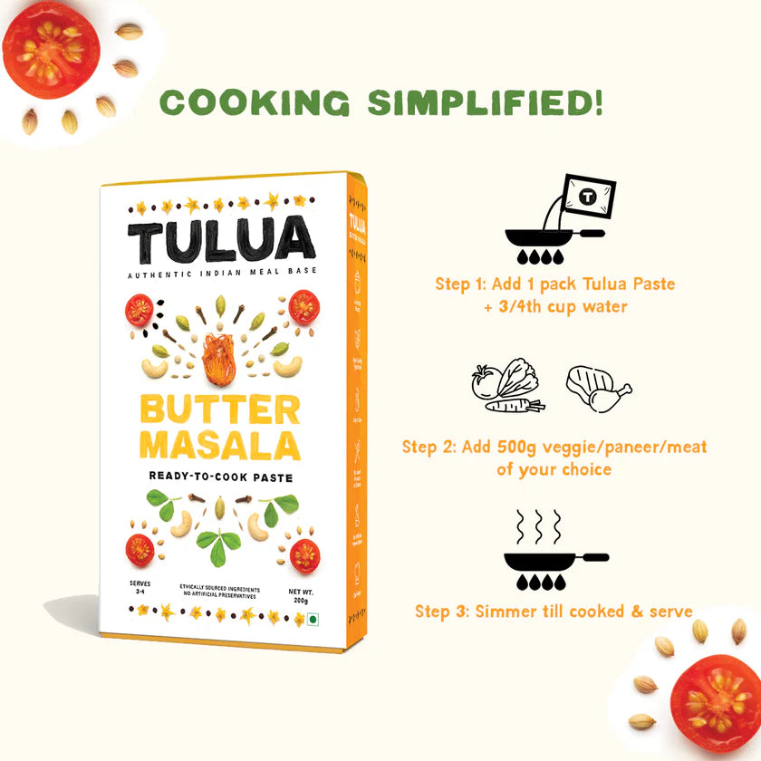 Butter Masala | Ready To Cook Paste - Ethically Sourced Ingredients - No Artificial Ingredients - Tulua - 160gm