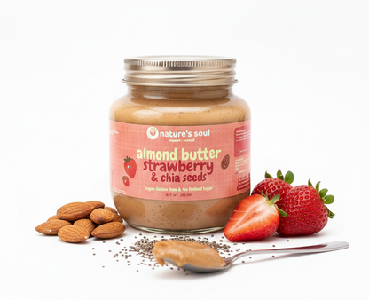Butter | Strawberry &amp; Chia Seeds Almond Butter-Vegan, Gluten Free -Made from Certified Organic Almonds-No Preservatives, No Artificial Flavour, No Palm Oil &amp; No Emulsifiers - Nature&