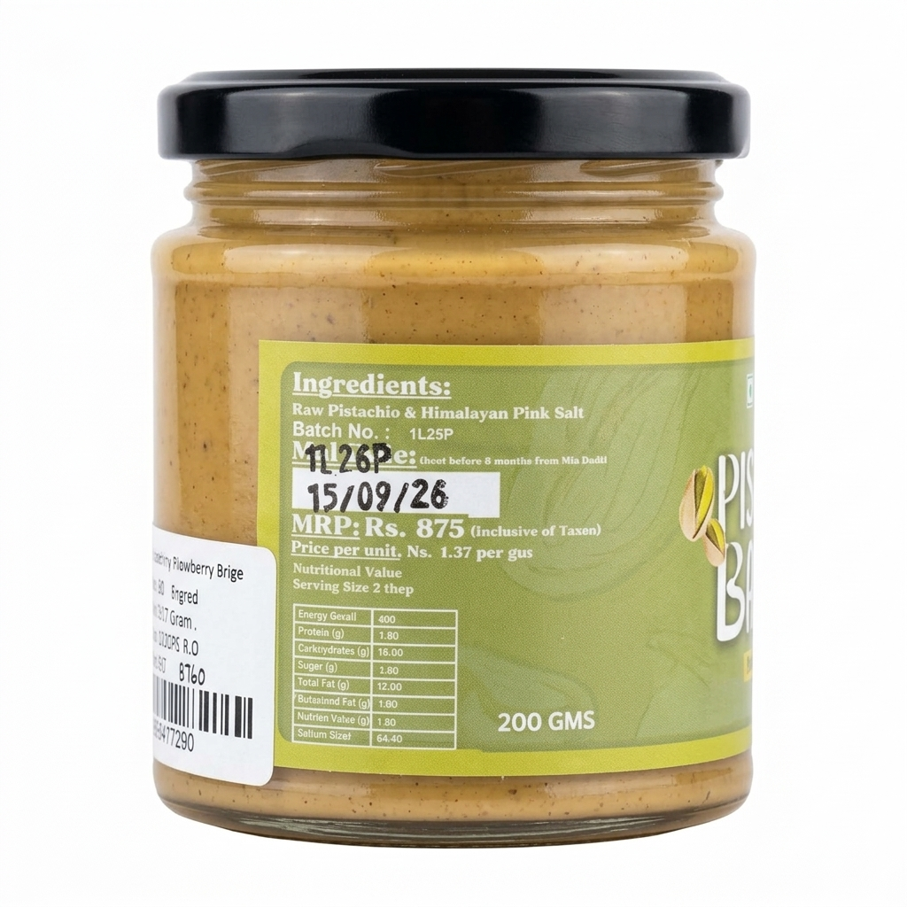 Butter | Pistachio Butter (Creamy) -Vegan, Gluten Free -No Preservatives, No Artificial Flavour, No Palm Oil &amp; No Emulsifiers - Nature&