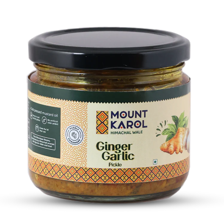 Pickle | Mango Heeng Pickle (Made With Cold Pressed Mustard Oil) - Pure Himalayan Flavor - No emulsifiers, Stabilisers, Nothing Artificial, No Flavour Enhancers, Colours &amp; No Artificial Preservatives - Mount Karol - 220gm
