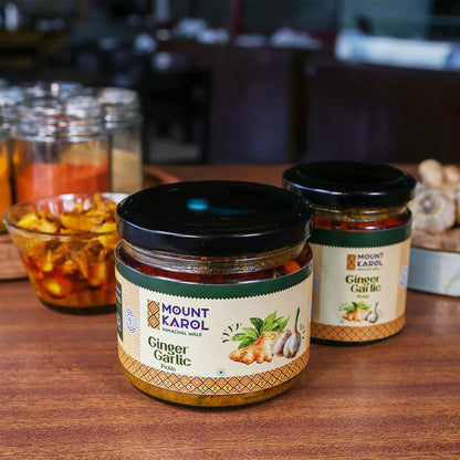 Pickle | Mango Heeng Pickle (Made With Cold Pressed Mustard Oil) - Pure Himalayan Flavor - No emulsifiers, Stabilisers, Nothing Artificial, No Flavour Enhancers, Colours &amp; No Artificial Preservatives - Mount Karol - 220gm