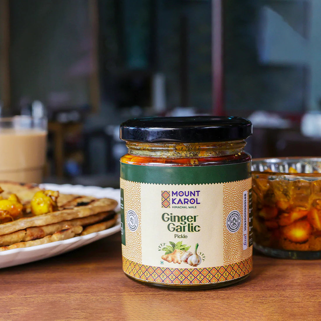 Pickle | Ginger Garlic Pickle - Farm Grown Ginger &amp; Garlic-Cold-pressed Mustard Oil- No emulsifiers, Stabilisers, Nothing Artificial, No Flavour Enhancers, Colours &amp; No Artificial Preservatives - Mount Karol - 300gm