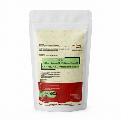 Chilli Powder | Byadgi Chilli Powder - Iron Pounded Masalas - Freshly Milled - No Preservatives &amp; No Additive - Earthen Roots  - 100gm