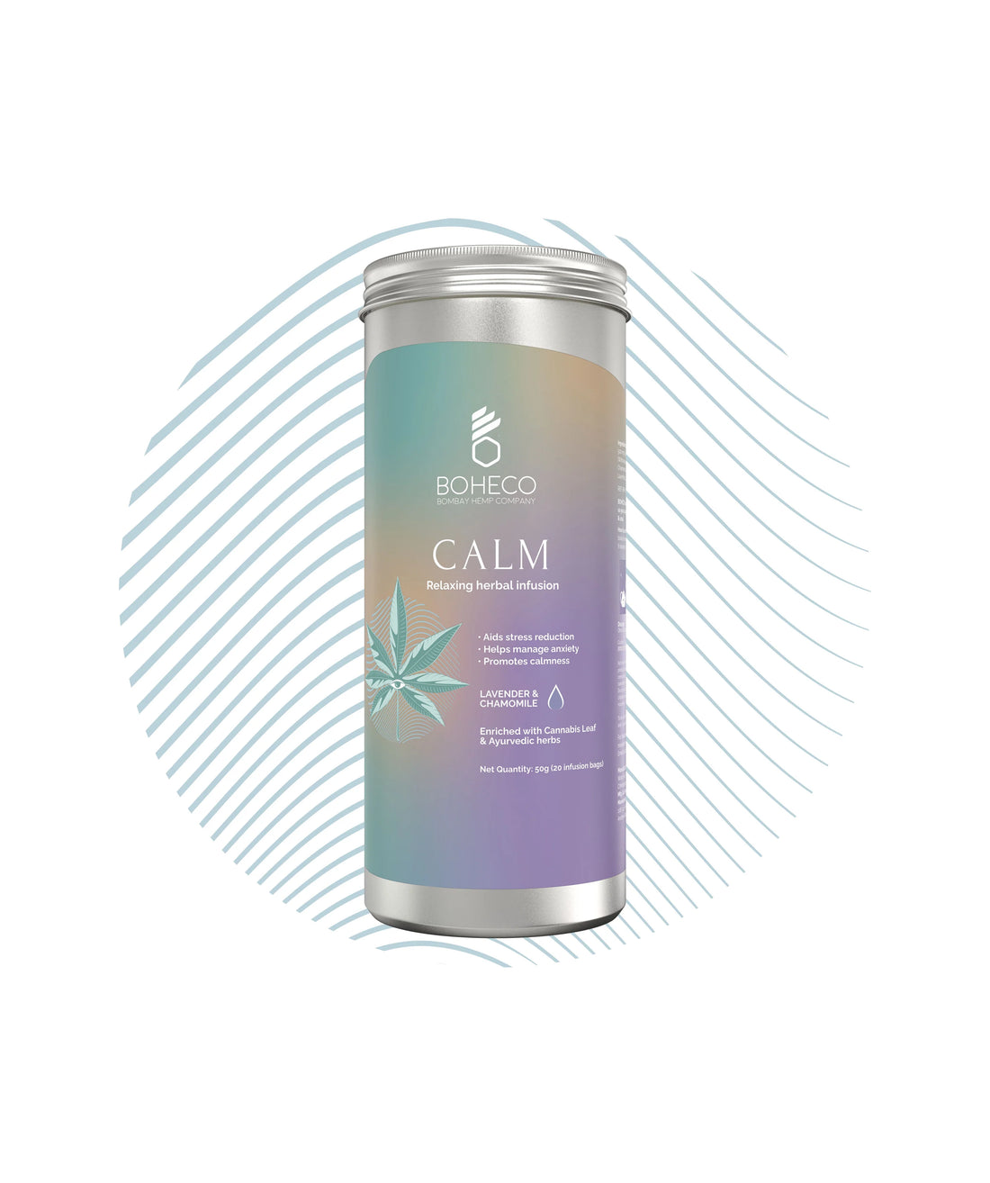 Calm | Relaxing Herbal Infusin (Lavender & Chamomile) - Enriched With Cannabls Leaf & Ayuvedic Herbs - Boheco - 50gm