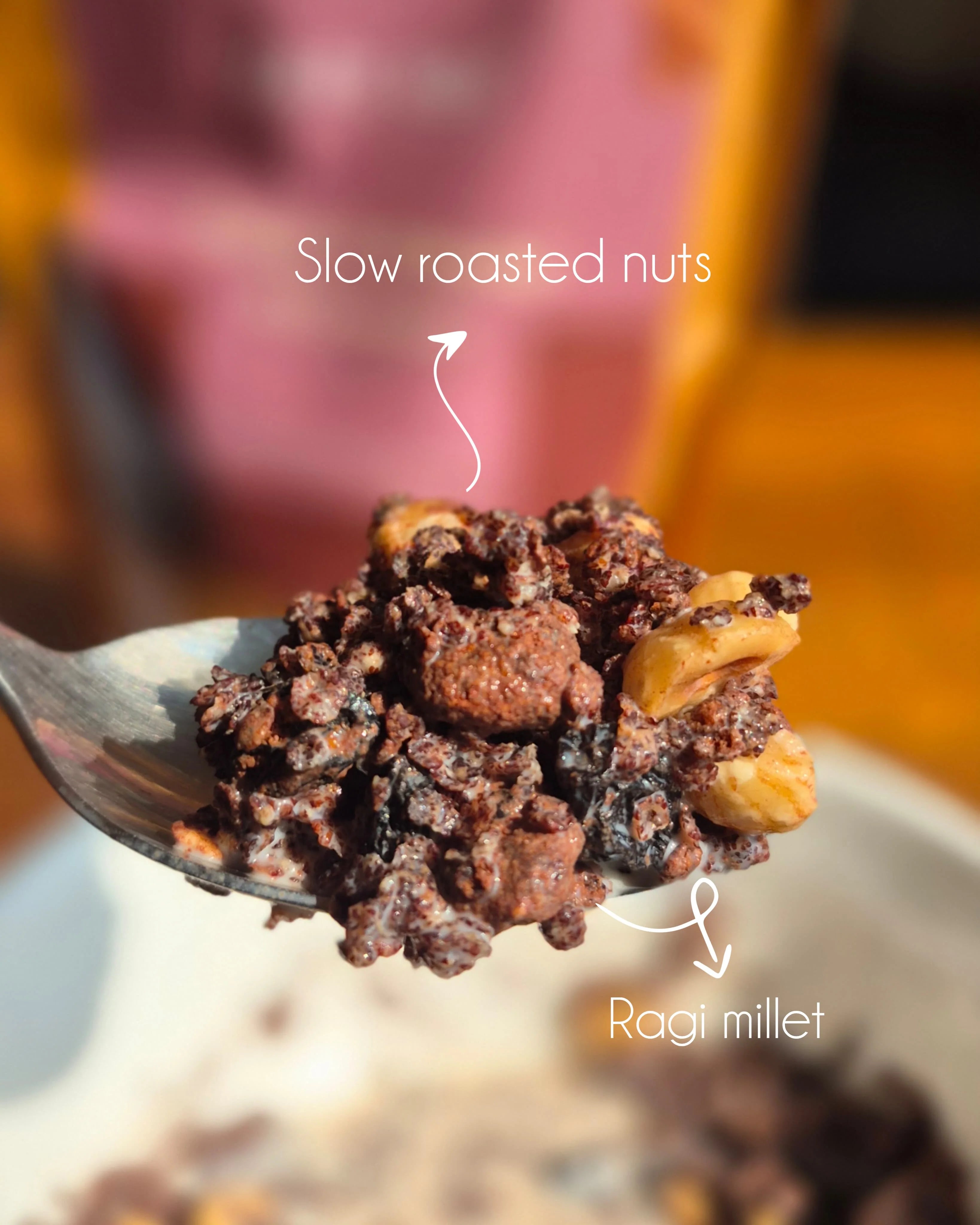 Muesli | Cacao Almond Ragi Millet Muesli -Gluten Free - Whole Date -Sweetened &amp; No Added Sugar, No Emulsifiers , No Added Preservatives - Safe Bee - 250gm
