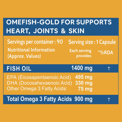 Fish Oil Capsule | Triple Strength Fish Oil - Omega 3900mg - Supports Heart, Joints &amp;amp; Skin – Mercury Free – Carbamide Forte – 1400mg – 90 Capsules