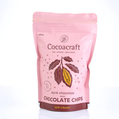 Chocolate Chips - 52% Dark Chocolate - Vegan &amp;amp; Gluten Free - Cocoacraft - 200gm
