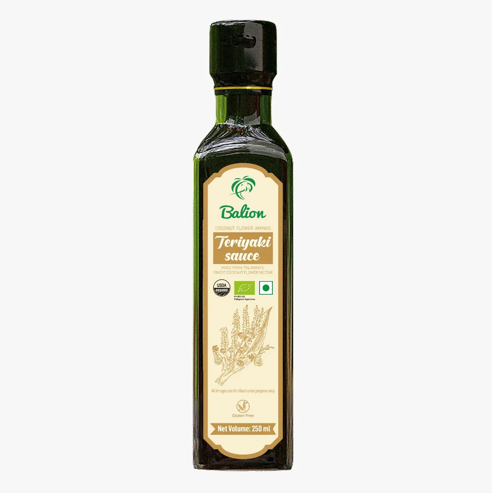 Sauce | Teriyaki Sauce - Coconut Flower Aminos - USDA Organic -100% Plant Based - Gluten Free & No Added Preservatives - Balion - 250ml