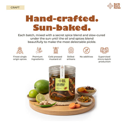 Pickle | Aam, Nimboo, Gaajar  Mixed Pickle- 100% Vegan - Preservative Free - Earth Story Farms- 200gm
