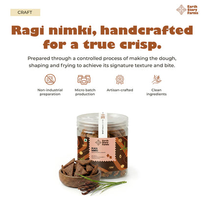 Ragi Nimki (Salted Finger Millet Crisp)- Premium Ingredient  - Preservative-Free - Earth Story Farms- 100gm