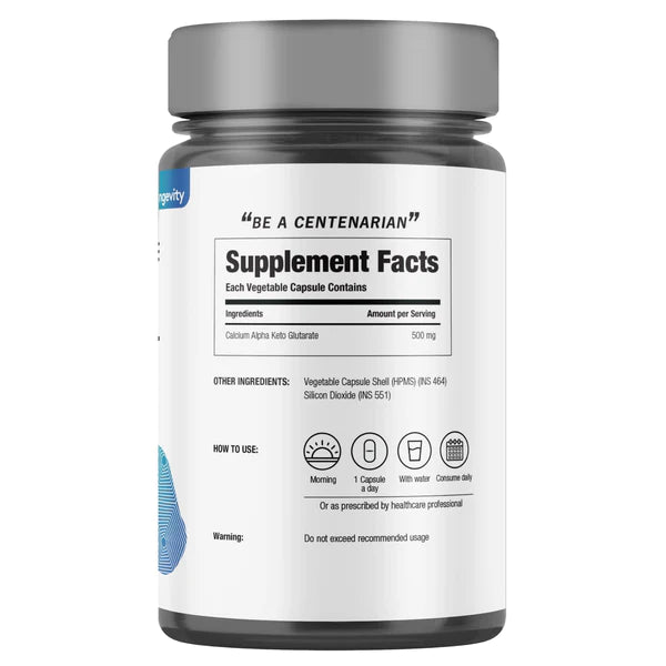 Ca - Akg | (Calcium Alpha-Ketoglutarate) - Vegan, Gluten Free, Dairy Free &amp;amp; Gmo Free - Decode Age - 30 Capsules