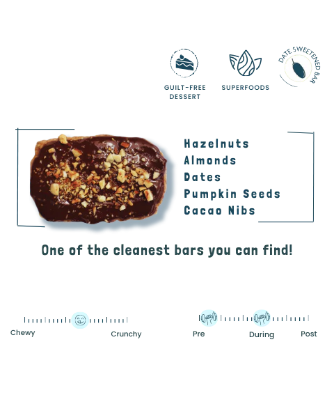 Bar | Cacao Hazelnut Dessert Bar(Sweetened With Dates) - For Athlete – Vegan, Gluten Free, No Added Sugar, Emulsifiers &amp;amp; No Added Stabilizers – Safe Bee – 40gm