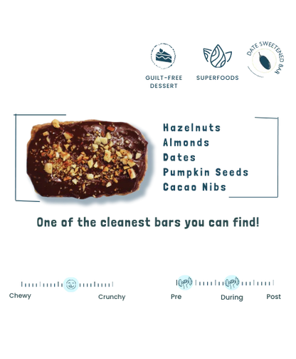Bar | Cacao Hazelnut Dessert Bar(Sweetened With Dates) - For Athlete – Vegan, Gluten Free, No Added Sugar, Emulsifiers &amp;amp; No Added Stabilizers – Safe Bee – 40gm