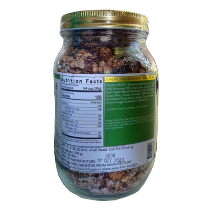 Granola | Cacao Cove Granola - 36% Dry Fruit - Vegan &amp; Gluten Free - The Nibble Box - 500gm