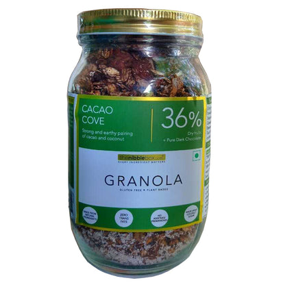 Granola | Cacao Cove Granola - 36% Dry Fruit - Vegan &amp; Gluten Free - The Nibble Box - 500gm