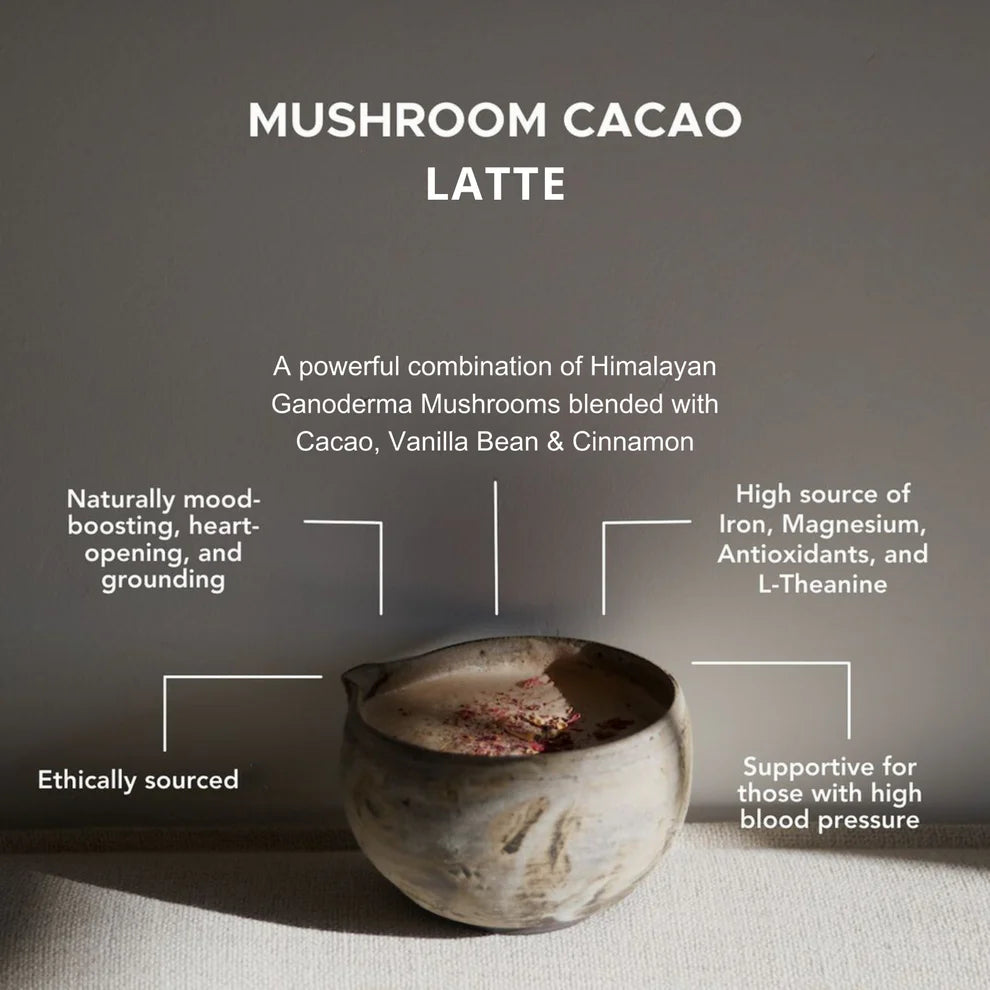 Cacao Mushroom Latte | Himalayan Superfood Elixir - Latte - Anti Stress - Ayantara - 16 Sachets x 4gm