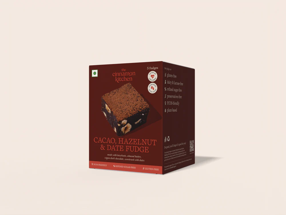 Fudge | OH Fudge - Cacao, Hazelnut &amp; Date Fudge - Vegan, PCOS Friendly, Gluten Free, Grain Free &amp; Refined Sugar Free - The Cinnamon Kitchen - Pack of 5