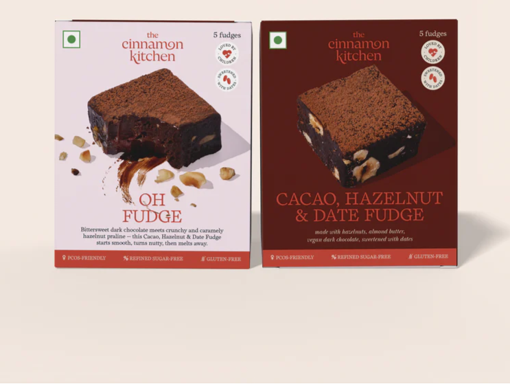 Fudge | OH Fudge - Cacao, Hazelnut & Date Fudge - Vegan, PCOS Friendly, Gluten Free, Grain Free & Refined Sugar Free - The Cinnamon Kitchen - Pack of 5