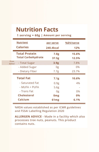 Clean Oats (Cocao &amp; Nuts)- Real Cacao  Date sweetened &amp; Heavy Metal Tested - 100% Wholefood, Plant Based -No additives , No emulsifiers, No Added Oils , No Syrups – Safe Bee – 60gm
