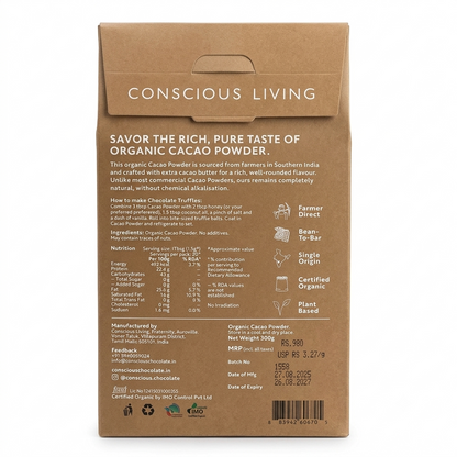 Cacao Powder (99%) - Vegan &amp;amp; Soy Free - Conscious Chocolate- 300gm