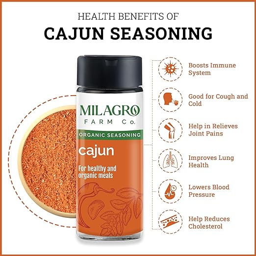 Seasoning | Cajun - For Organic &amp;amp; Healthy Meals – Organic – Additive Free &amp;amp; No Preservatives – Milagro Farm Co. – 70gm