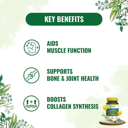 Calcium | Magnesium + Zinc (With Vitamin D3 &amp;amp; K2) - Vitamin And Minerals - Maintains Bone Health And Supports Muscle Functions &amp;amp; Boosts Collagen Synthesis - Pure Nutrition - 1400mg - 60 Capsules