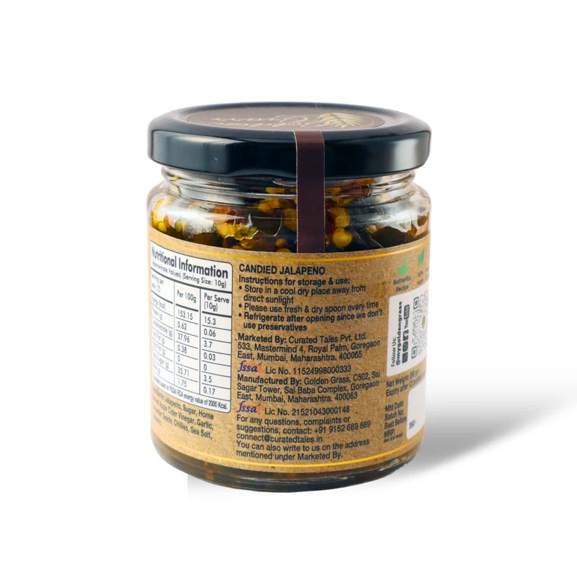 Candied Jalapeno | Kargil Apricot &amp; Saffron Preserve  - 100% Natural-No Refined Sugar – Vegan, No Added Colour &amp; No Added Preservatives – Golden Grass – 200gm