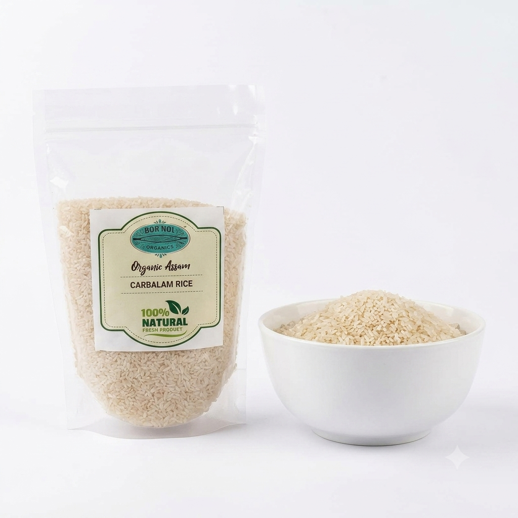 Rice | Carbalam Rice (High in Nutrition) - Assam – USDA Organic -100% Natural – Low Glycemic Index Rice With High Nutrition - BOR-NOI ORGANICS – 1000gm