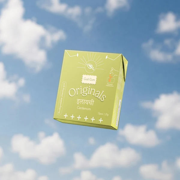 Cardamom Chewing Gum - 15 Pieces Per Pack - Natural - Vegan, Sugar Free &amp; Plastic Free - Gud Gum - 21gm
