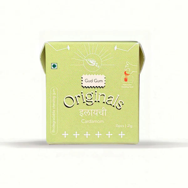 Cardamom Chewing Gum - 15 Pieces Per Pack - Natural - Vegan, Sugar Free &amp; Plastic Free - Gud Gum - 21gm