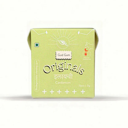 Cardamom Chewing Gum - 15 Pieces Per Pack - Natural - Vegan, Sugar Free &amp; Plastic Free - Gud Gum - 21gm