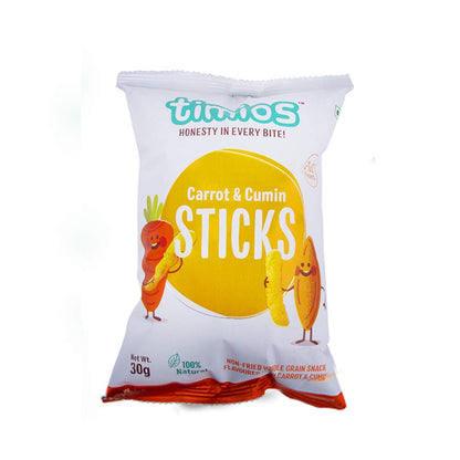 Carrot &amp;amp; Cumin – Whole Grain, Not Fried, Rich In Protein, Low On Salt And Sugars - Teething Stick – Timios – 30gms