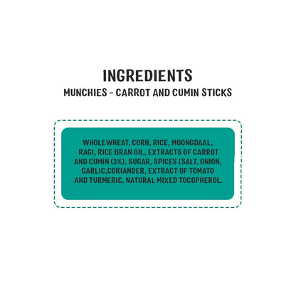 Carrot &amp;amp; Cumin – Whole Grain, Not Fried, Rich In Protein, Low On Salt And Sugars - Teething Stick – Timios – 30gms