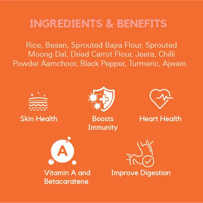 Flour  | Carrot Chilla Flour - 100% Whole Grain - Naturally Gluten Free, Preservatives Free, High In Vitamin A - Earthy Origins - 250gm