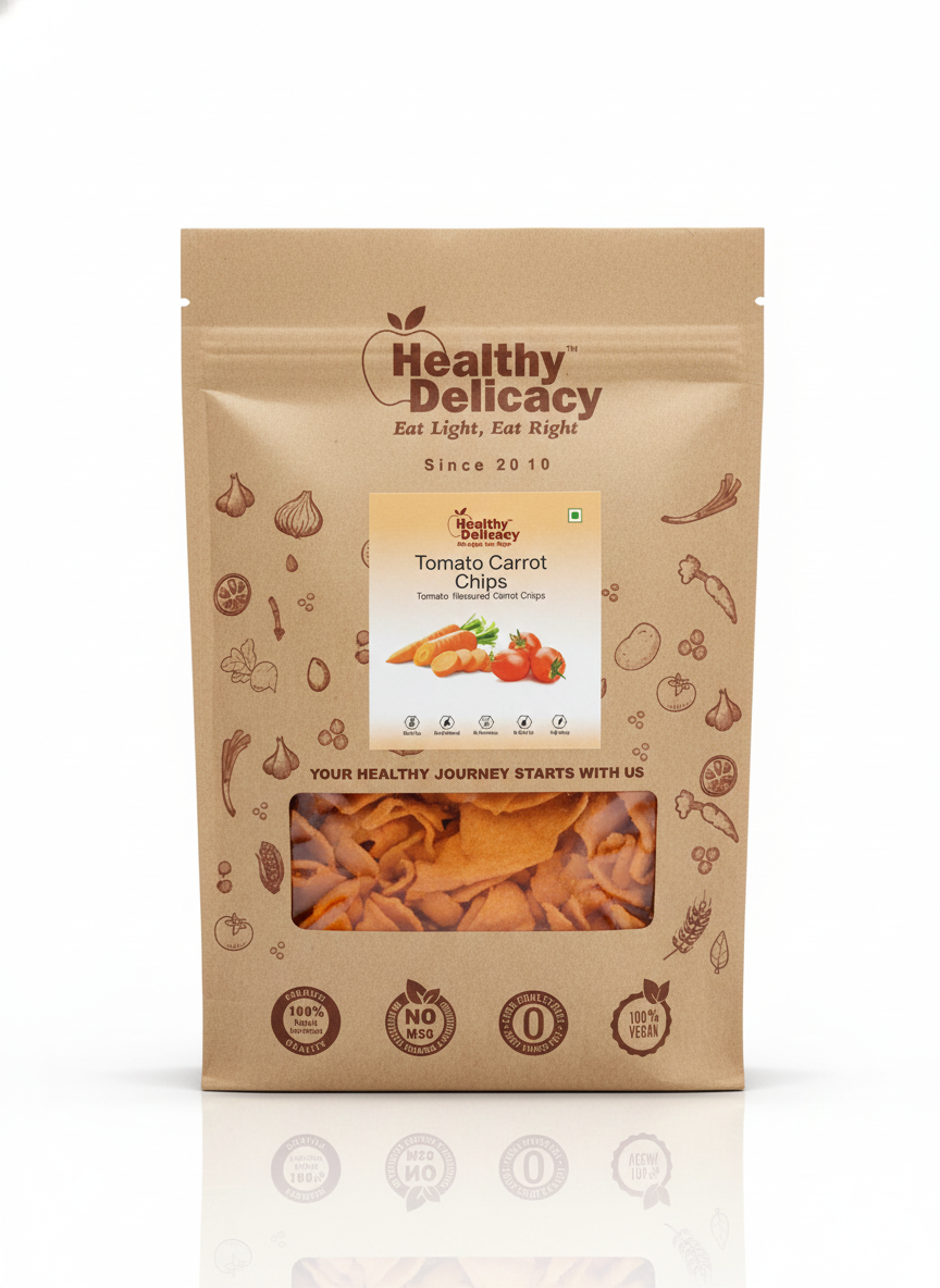 Tomato Carrot Chips-Gluten Free - Zero Cholesterol -No Trans Fat - No Preservative High Energy- Healthy Delicacy-210gm