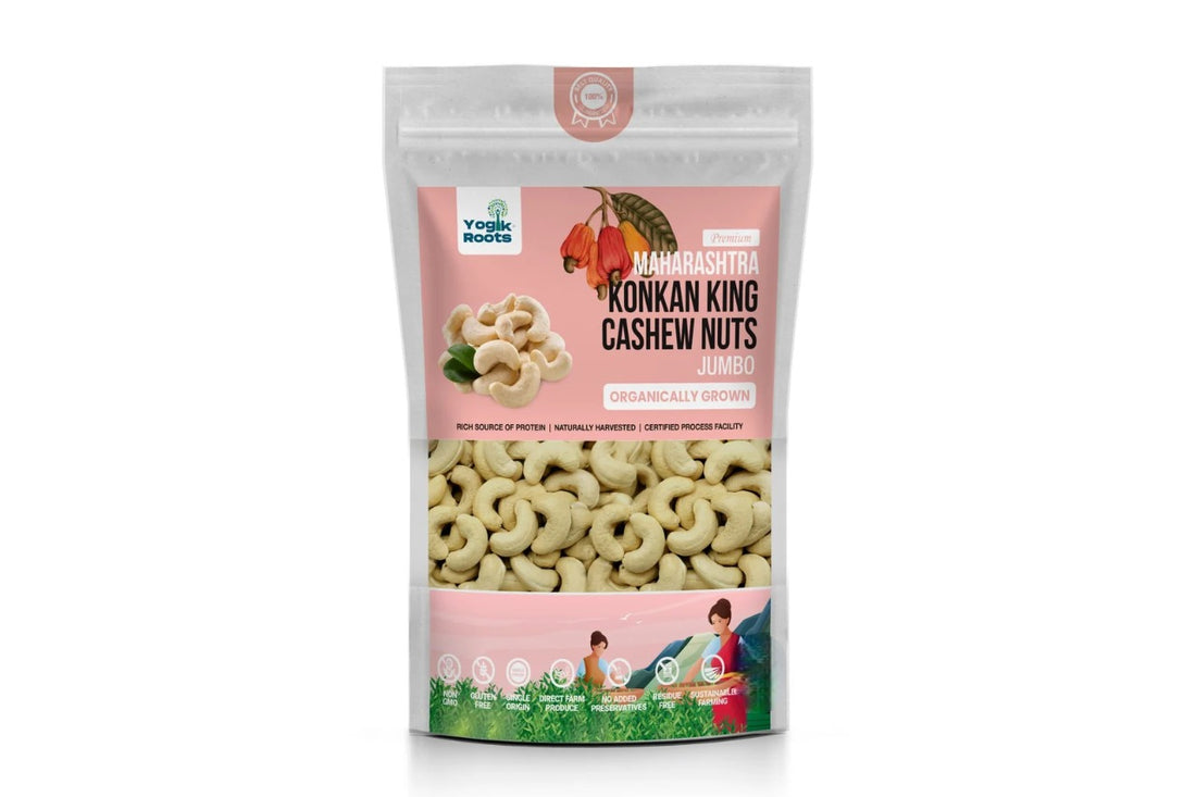 Cashew Nuts | Jumbo (Konkan King) – Maharashtra – Rich Source Of Protein – Naturally Harvested – Gluten Free, Non GMO, No Added Preservatives & Residue Free – Yogik Roots – 500gm