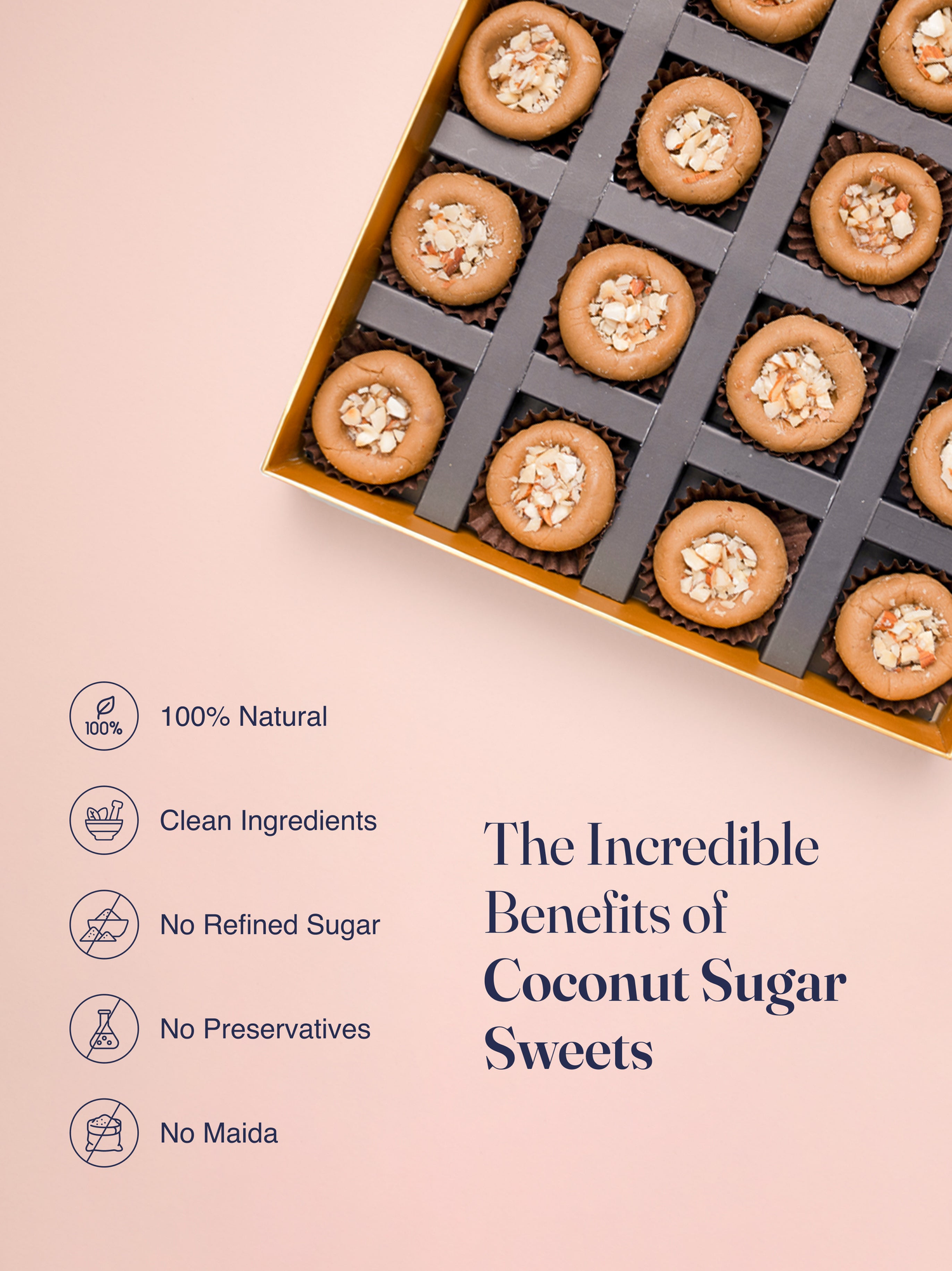 Cashew Bliss Basket - No Refined Sugar, No Maida &amp; No Preservatives - The Coconut Sugar Company - 9Pcs