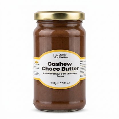 Butter | Cashew Choco Butter (Roasted Cashew, Dark Chocolate, Cocoa) -Gluten Free, Vegan - Organic German Bakeshop - 200gm